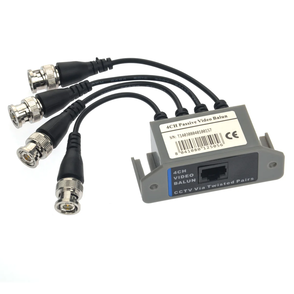 

4-Channel Video To Passive Transceiver Cctv Camera Adapter Durable Plastic Metal 300M