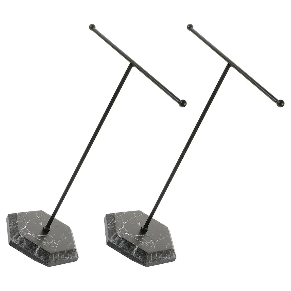 2Pcs Metal T Bar Necklace Display Stand Jewelry Organizer Minimalist Design Space Saving Holder for Earrings Bracelets