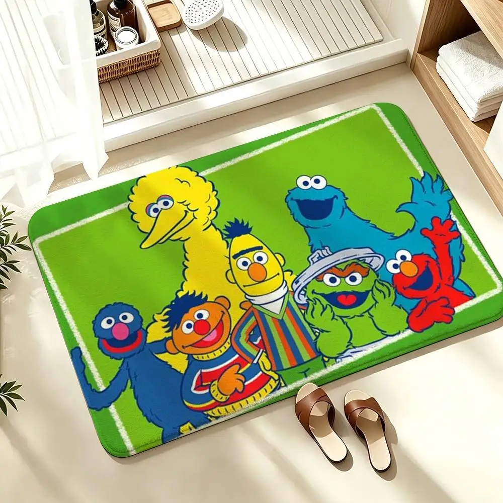 Cute cartoon S-Sesame Street  Soft Absorbent Decorative Floor Mat for Bathroom Entryway Living Room