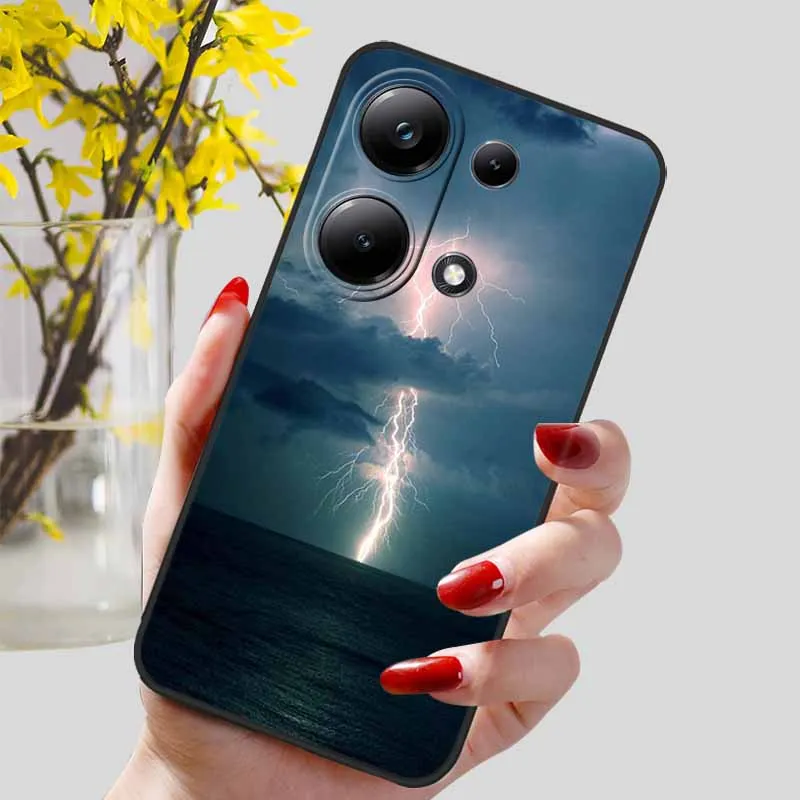 Phone Cases For Xiaomi Poco M6 Pro 4G Case Black Silicone TPU Shockproof Soft Cover for Poco M 6 Pro 4G Protect Capa M6Pro 4G