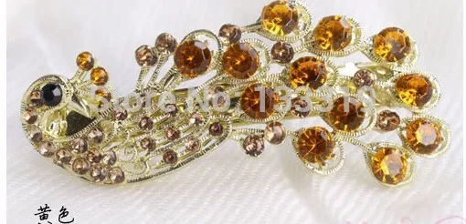 2024 Hot Selling Fashion Peacock Full Crystal Rhinestones Hairpin Hair Clip Headwear Barrettes For Women