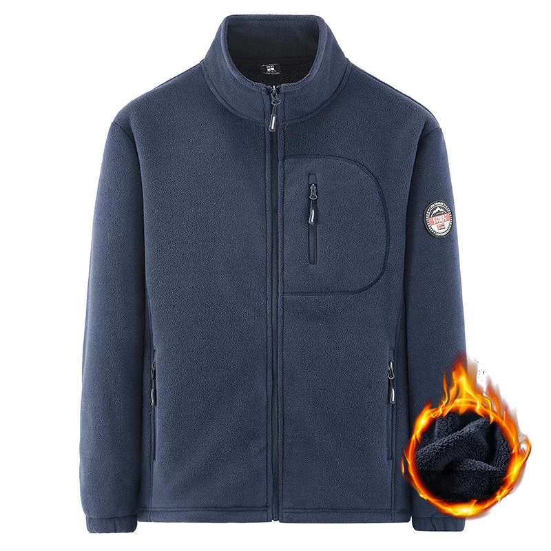 2025 Man Jacket Autumn Winter Thicken Fleece Cold-proof Windproof Casual Male Coat Stand Collar Long Sleeve Men Outerwear