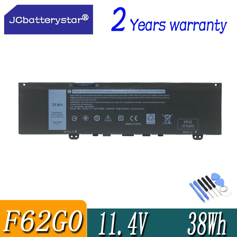 JC new 11.4V 38WH F62G0 Laptop Battery For DELL Inspiron 13 7386 2-in-1 5370 7370 7380 7373 Vostro 5370 RPJC3 P91G P83G P87G