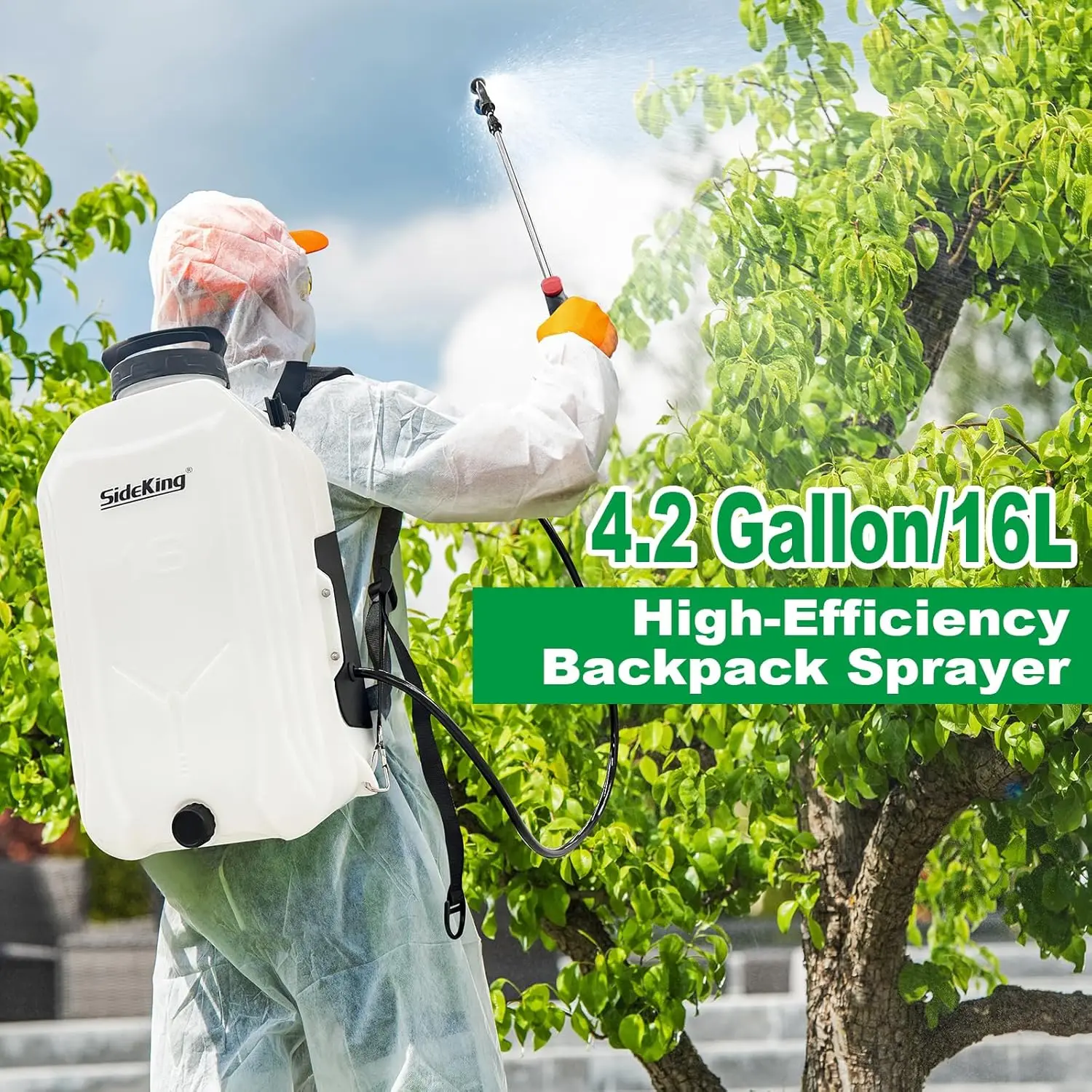 Battery Powered Backpack Sprayer 4 Gallon Powerful Electric Garden Sprayer with 12V Rechargeable Battery, Telescopic Wand