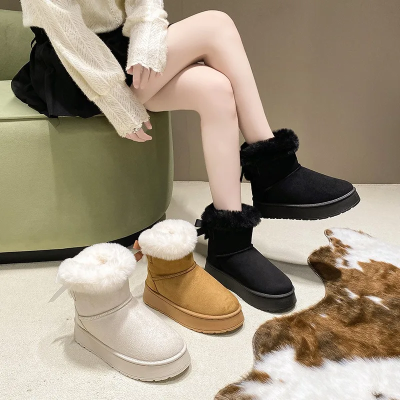 

2025Winter Women Shoes Fashion High Top Cotton Shoes Plush Warm Snow Boots Winter Boots for Women Outdoor Non Slip Platform Boot