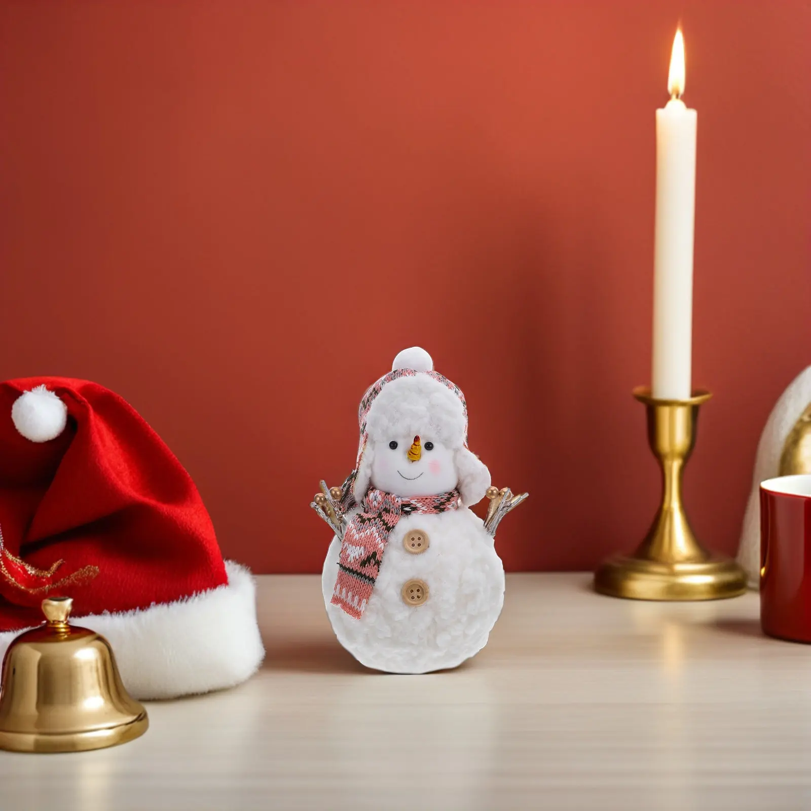 

Новогодний снеговик 18 см, милый мягкий декор для стола, праздничное украшение для дома, зимний декор для каминной полки