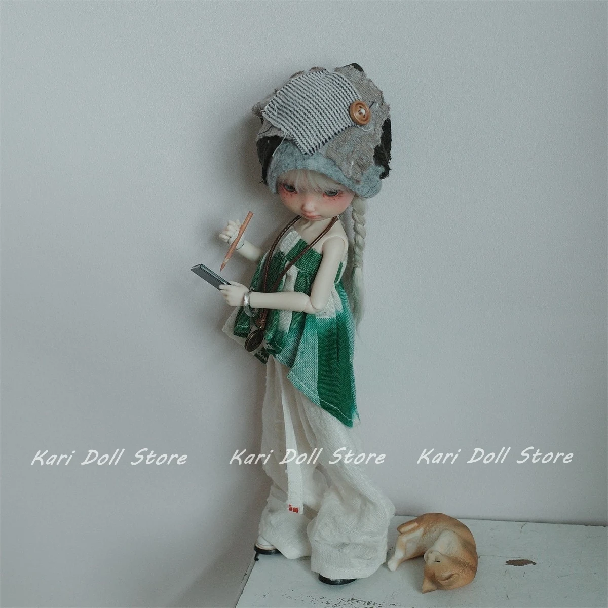Kari Doll Clothes and skirts Powder Green Art Student Outfit Set for Landazz Landoudou Doll