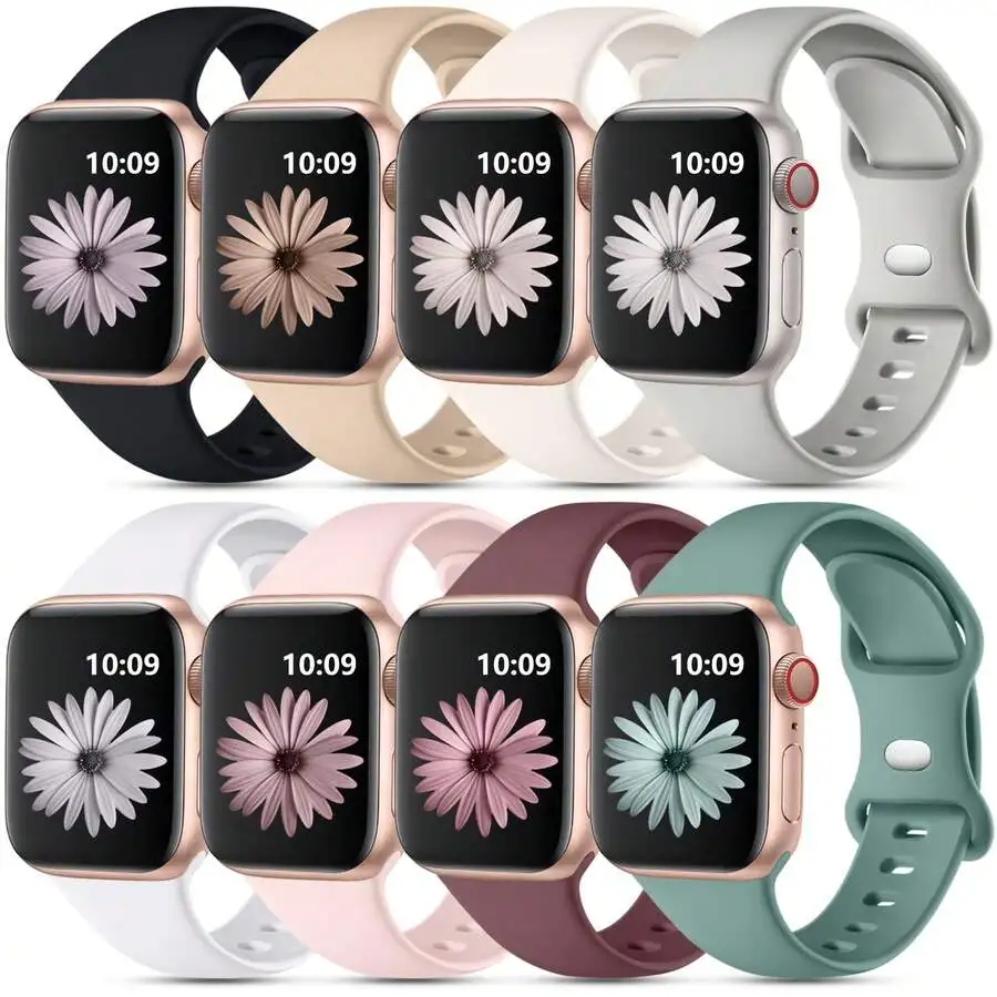 

Набор из 8 мягких силиконовых ремешков для умных часов, 38-49 мм, унисекс, водонепроницаемые, разные цвета