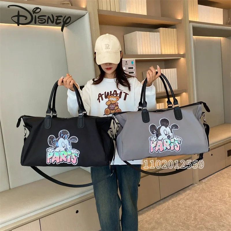 Imagem -03 - Mala de Viagem Portátil Disney-mickey para Mulheres Grande Capacidade Impermeável Multifuncional Fitness Bolsa dos Desenhos Animados Nova