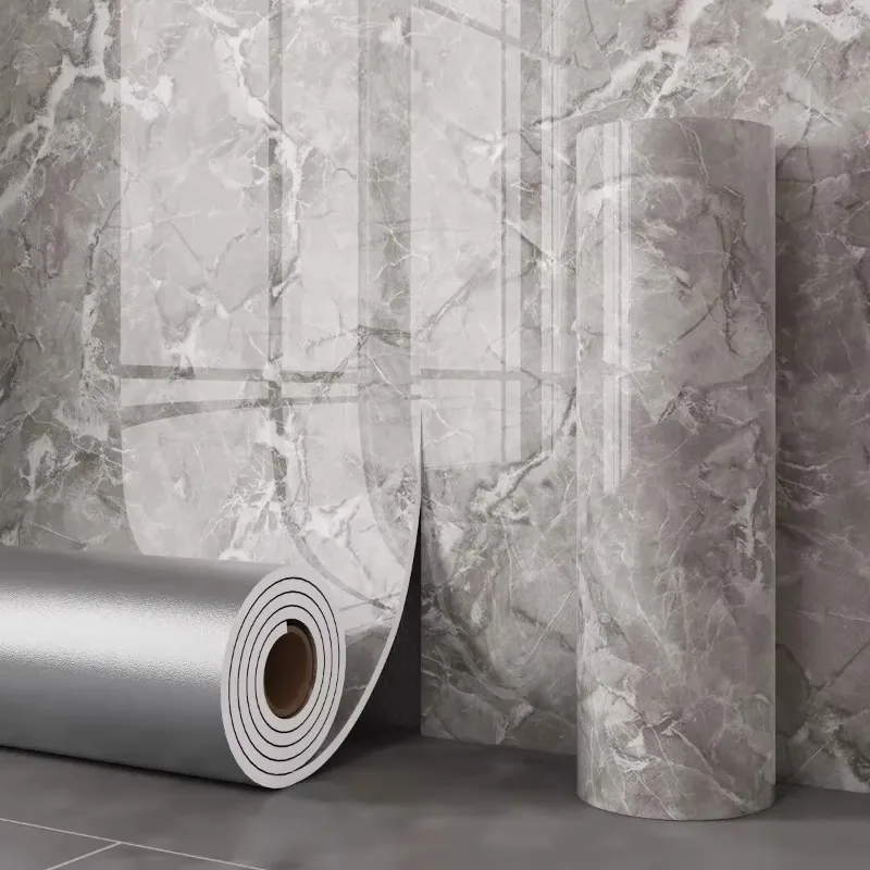 1Roll 300x40cm Waterproof Self Adhesive Marble Wall Panel Thickened Foam Easy Peel Stick for Bathroom Kitchen Bedroom Modern