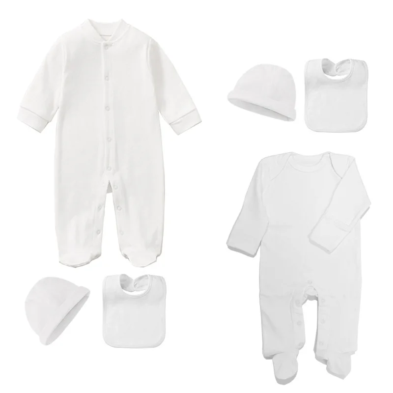 Soft 100% Combed Brushed Cotton Newborn Baby Clothing Sets Romper Bonnet Bibs Sleepsuit Jumpsuit Growing One-Pieces Grows Roupa