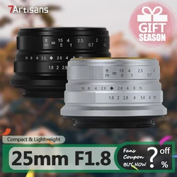 7artisans 25mm F1.8 APS-C Frame Large Aperture Wide Angle Prime Lens for Studio Photography with Sony E Zev-10 X Z M M43 Mount