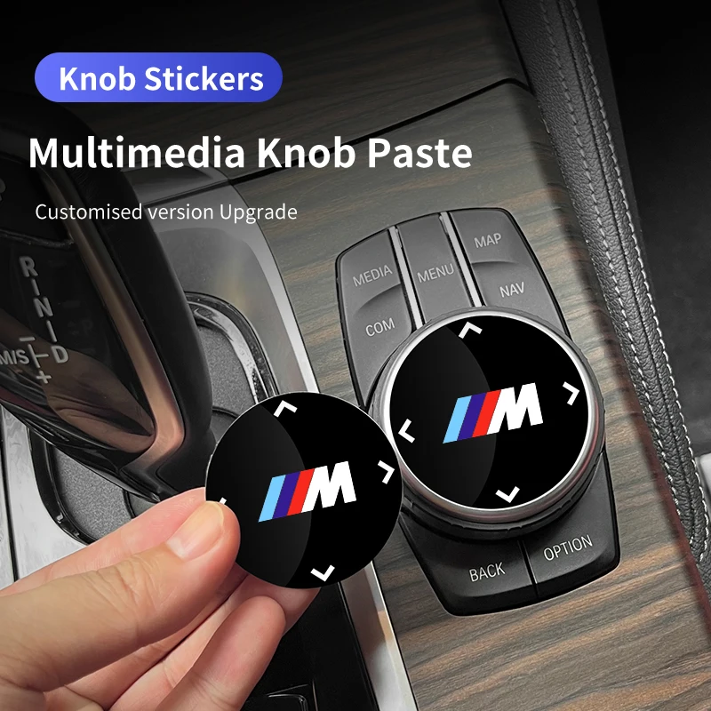 For BMW 3 Series 5 Series G20 G30 X3 X5 F15 F25 G01 G05 7 Series G11 G12 Car Multimedia Knob Badge Stickers Car Accessories