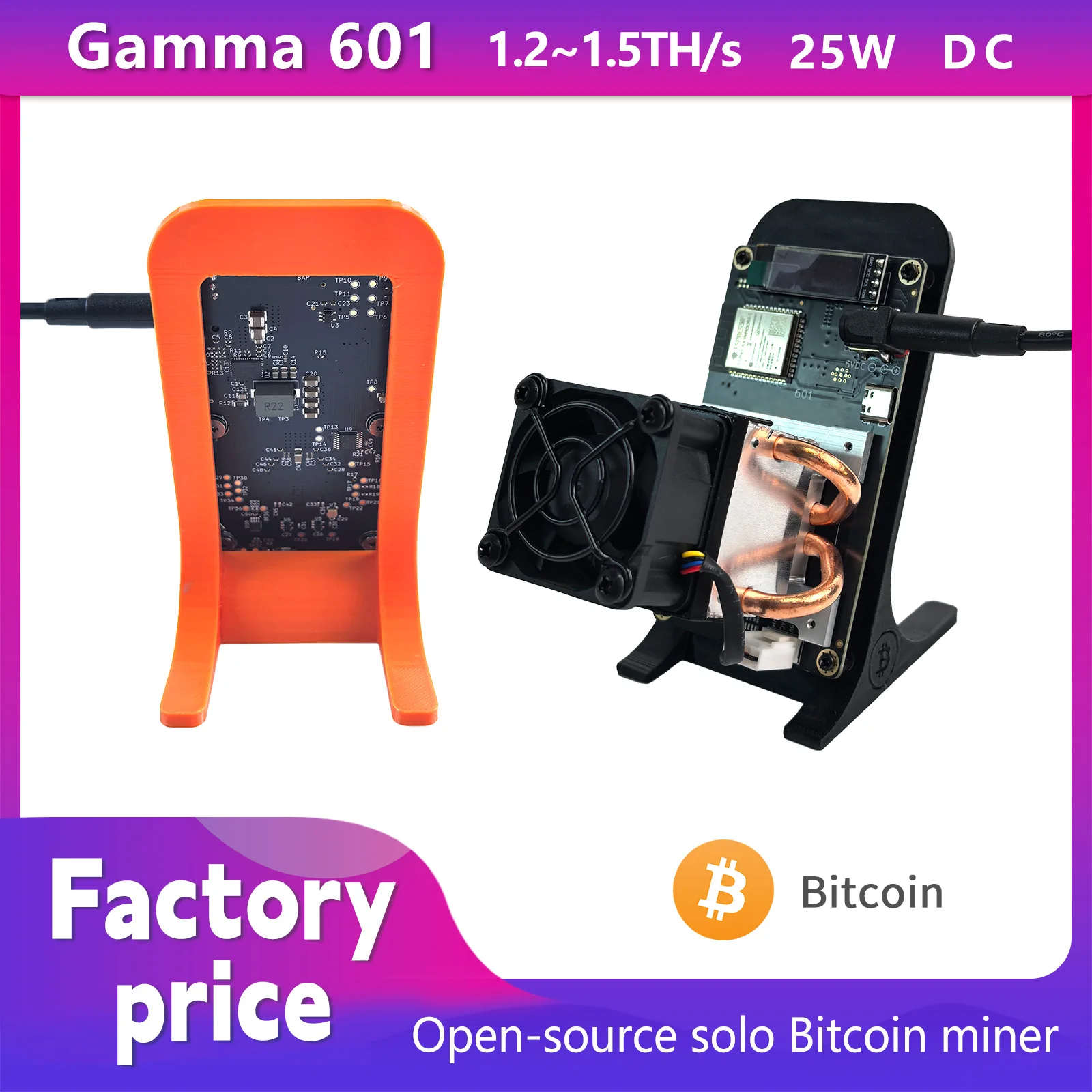 

2026 New Gamma 601/602 Solo Miner 1.5-1.7TH/S SHA-256 BM1370 Bitcoin Miner 2.4G WiFi 25W Low Noise Crypto Home Miner