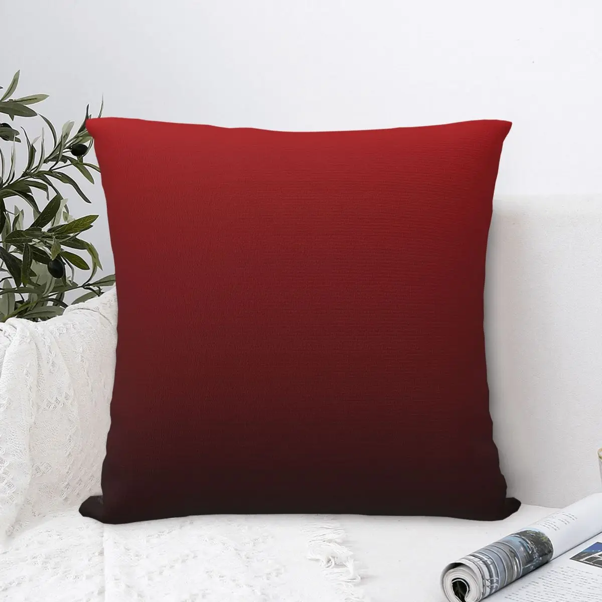 Vintage Vampire Red Black Burgundy Ombre Pillowcase Solid Colour Art Backpack Cushion For Chair Throw Pillow Case Decorative