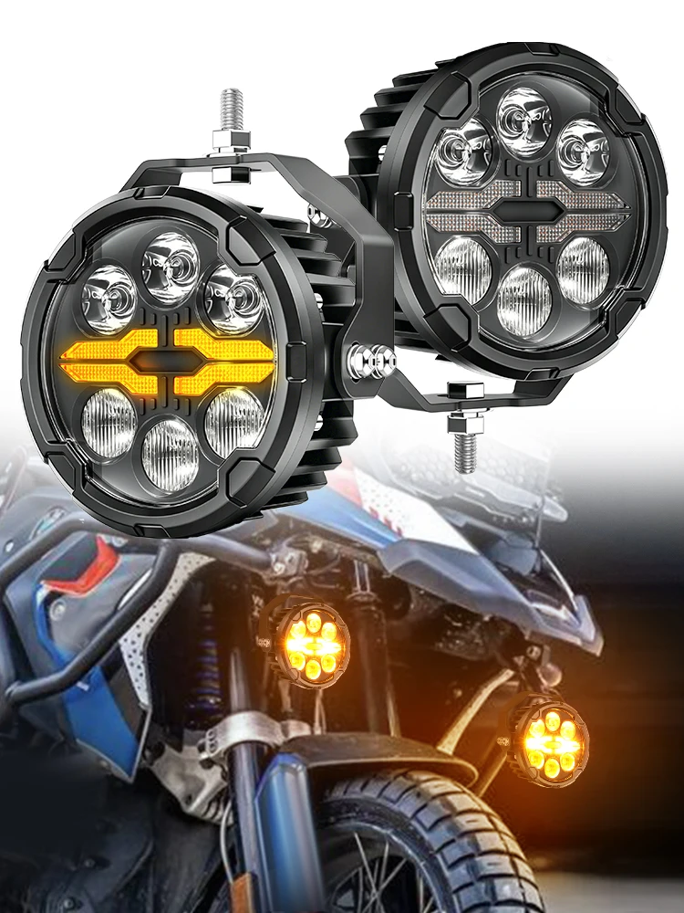 BraveWAY 3,5-calowa lampa robocza LED z funkcją świateł drogowych i mijania, z pomarańczowym światłem do jazdy dziennej (DRL), reflektorami przeciwmgielnymi, dodatkową lampą do jazdy, przeznaczona do — 2
