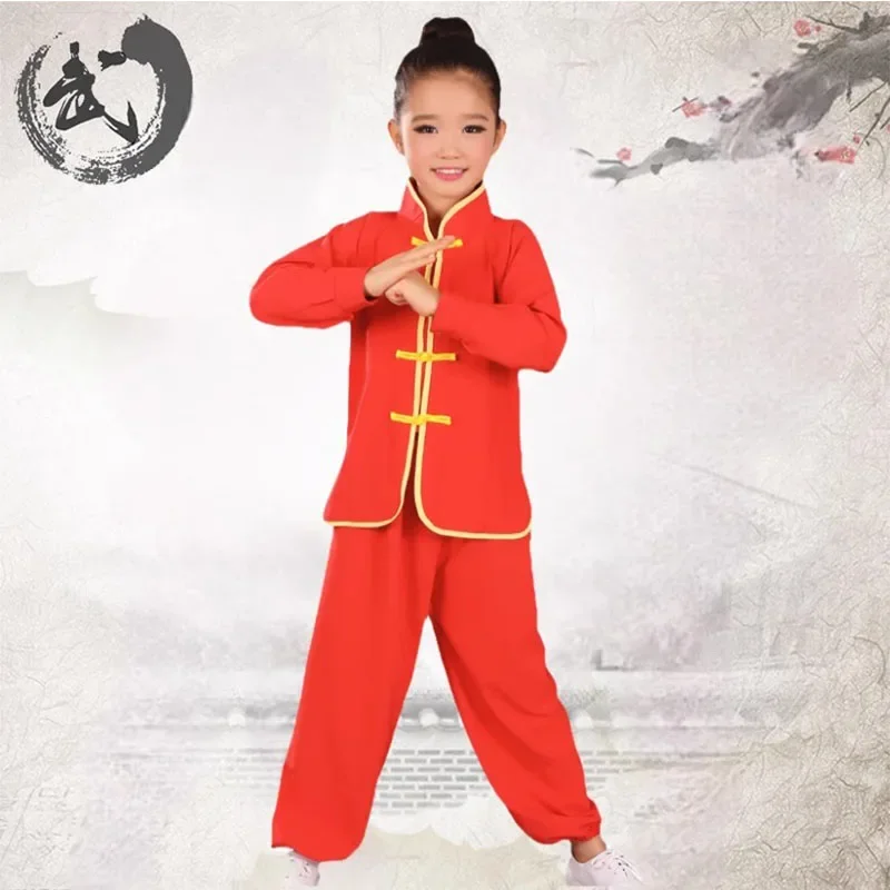 Children Kung Fu Uniform Chinese Traditional Taiji Clothing Boy Martial Arts Wushu Dancewear Performance Tang Suit Clothing