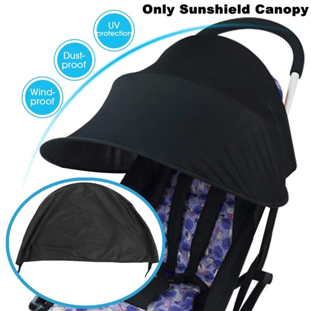 Windproof Oxford Pano Canopy para Stroller, Capa de Poeira, Pára-sol, Sunshield, Acessórios do bebê, Preto