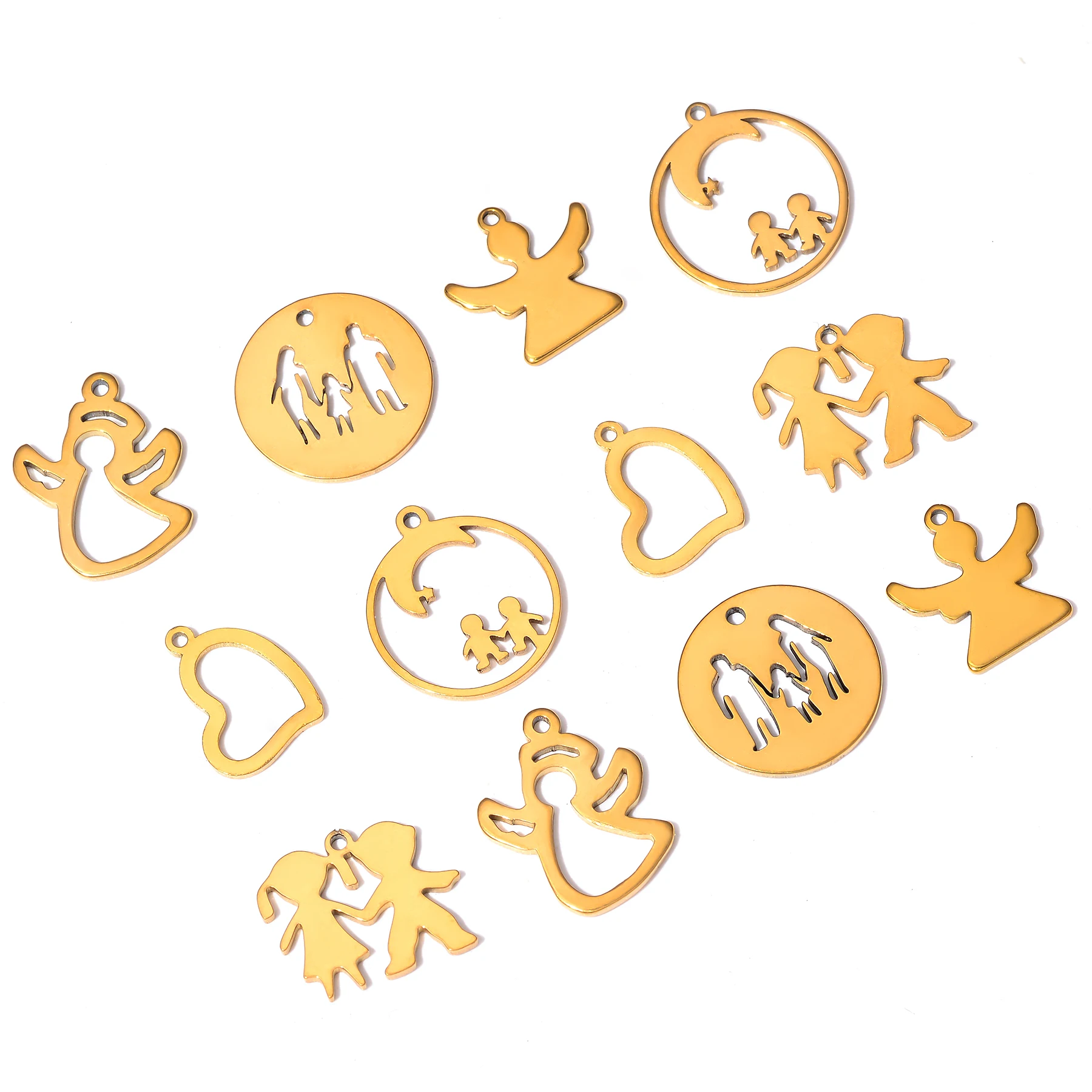 20 Stück/Set Schmetterling Herz David Stern Engel Familie Anhänger Edelstahl Charms Schmuckherstellung DIY Handgemachtes Handwerk Großhandel – Detail 4