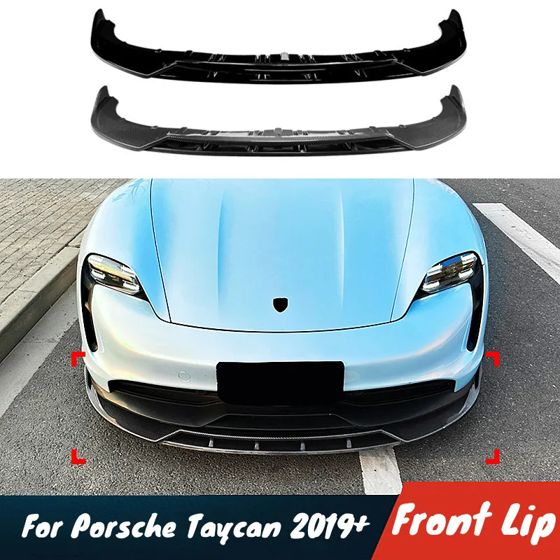 Für Porsche Taycan 2019+ 3-teiliges Set Frontstoßstangen-Lippenspoiler Splitter Schutz Karosserie-Kit Exterieur Tuning Zubehör