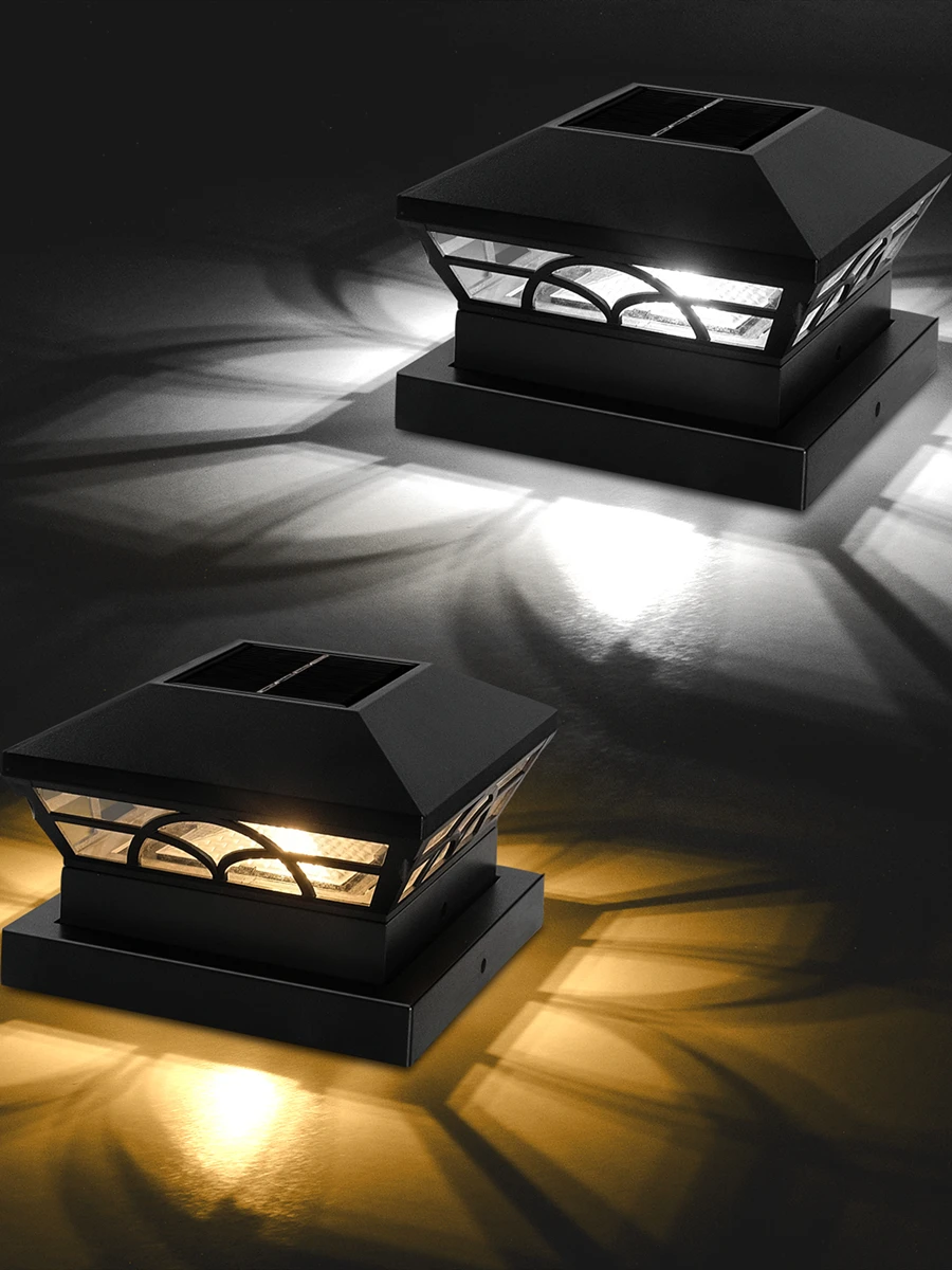 2/4 pièces lumière solaire extérieure IP65 poteau solaire lumière Villa colonne lampe clôture porte pilier tête lampe à LED pour maison porte Patio jardin