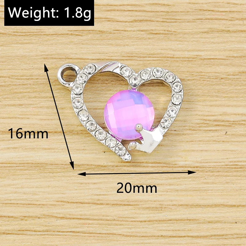 10 Stück, 20 x 16 mm, niedliche Kristall-Herzanhänger zum Basteln von Ohrringen, Halsketten, Armbändern und für DIY-Bastelarbeiten, Schmuckzubehör. – Detail 1