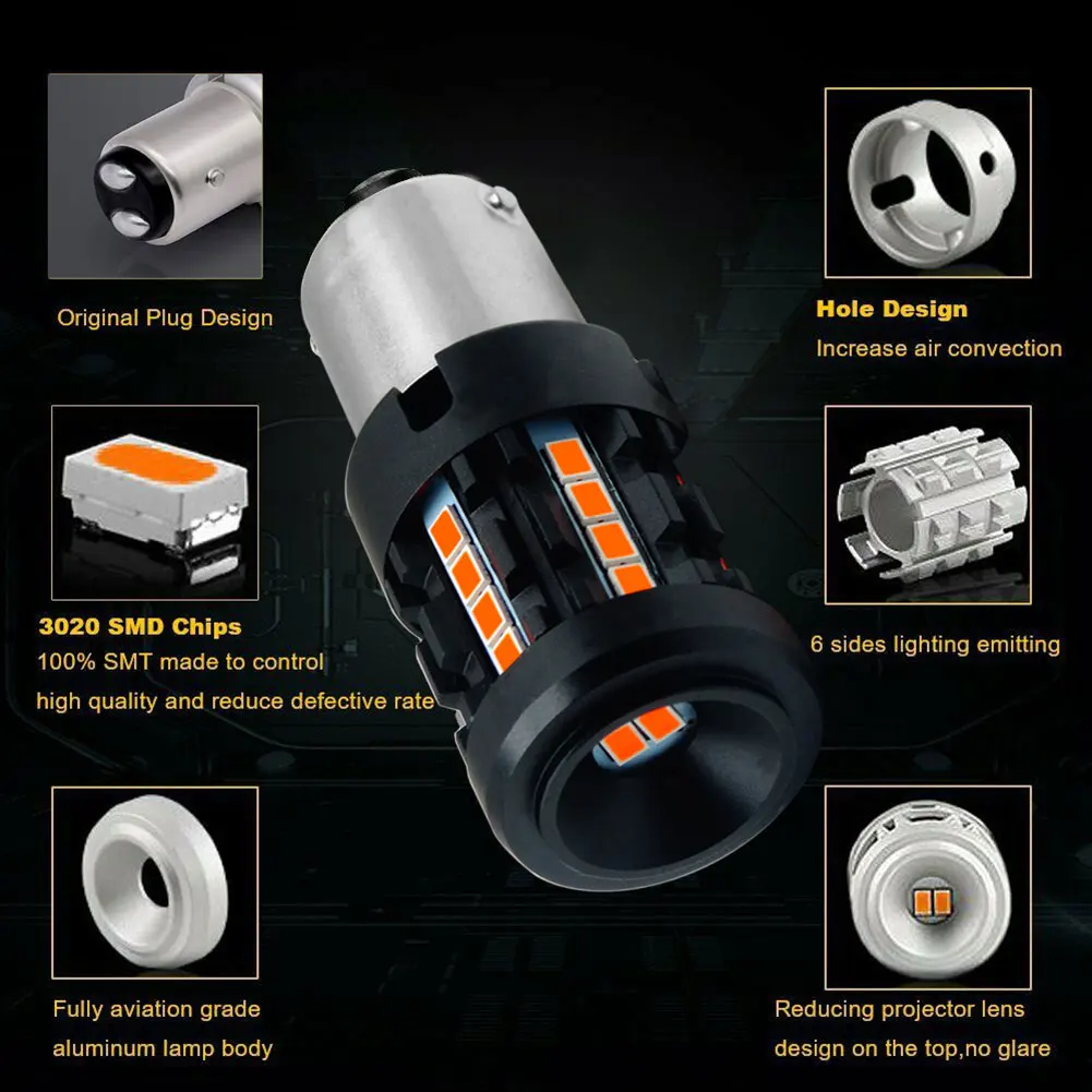 4-Pack AUXITO 1157 BAY15D Combo LED Bulbs – White, Brake/Turn/Reverse, CANBUS, 2800LM