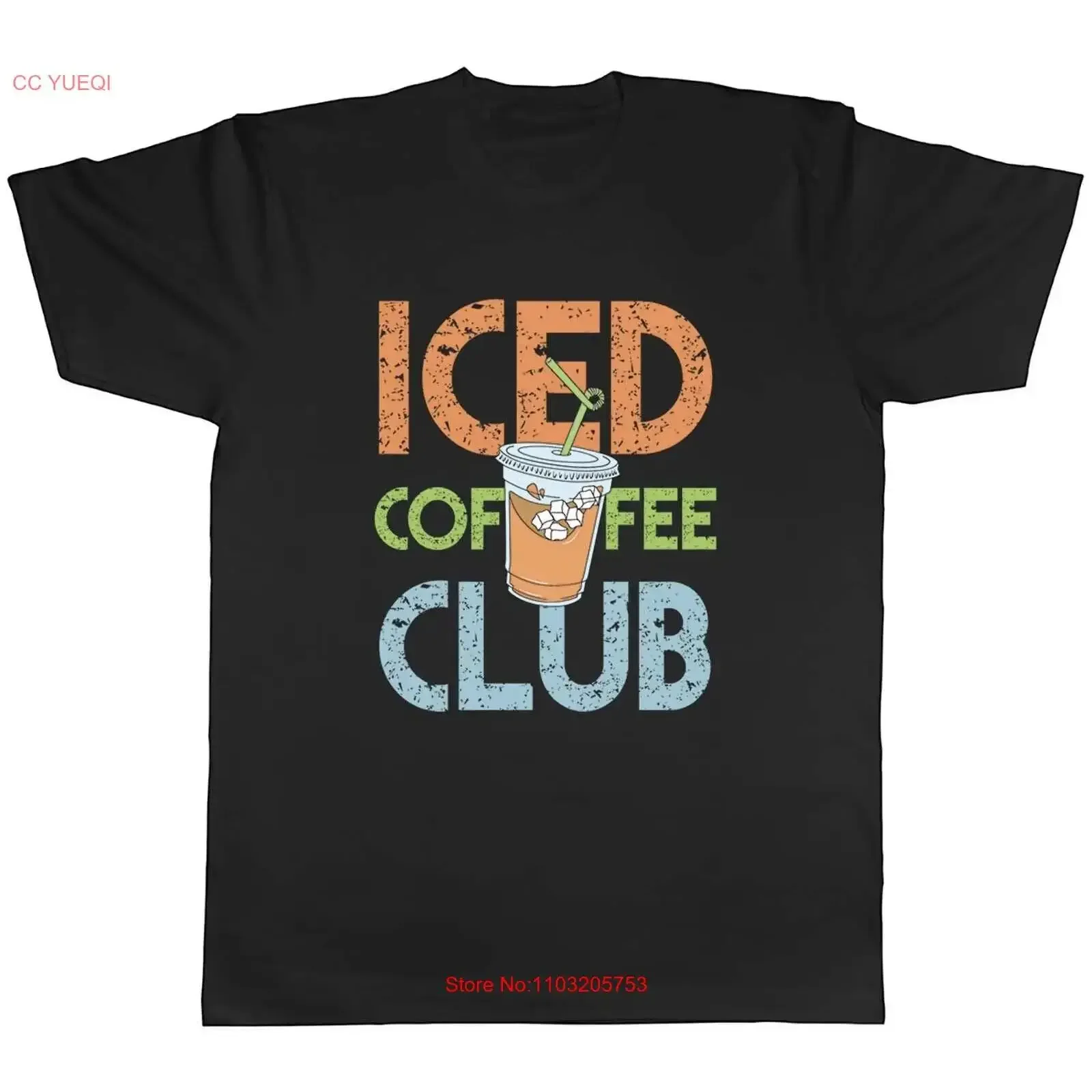 Ice Coffee Club camiseta para hombre bebidas preparar postre como vintage lavado versátil moda estirada elegante cómodo Unisex