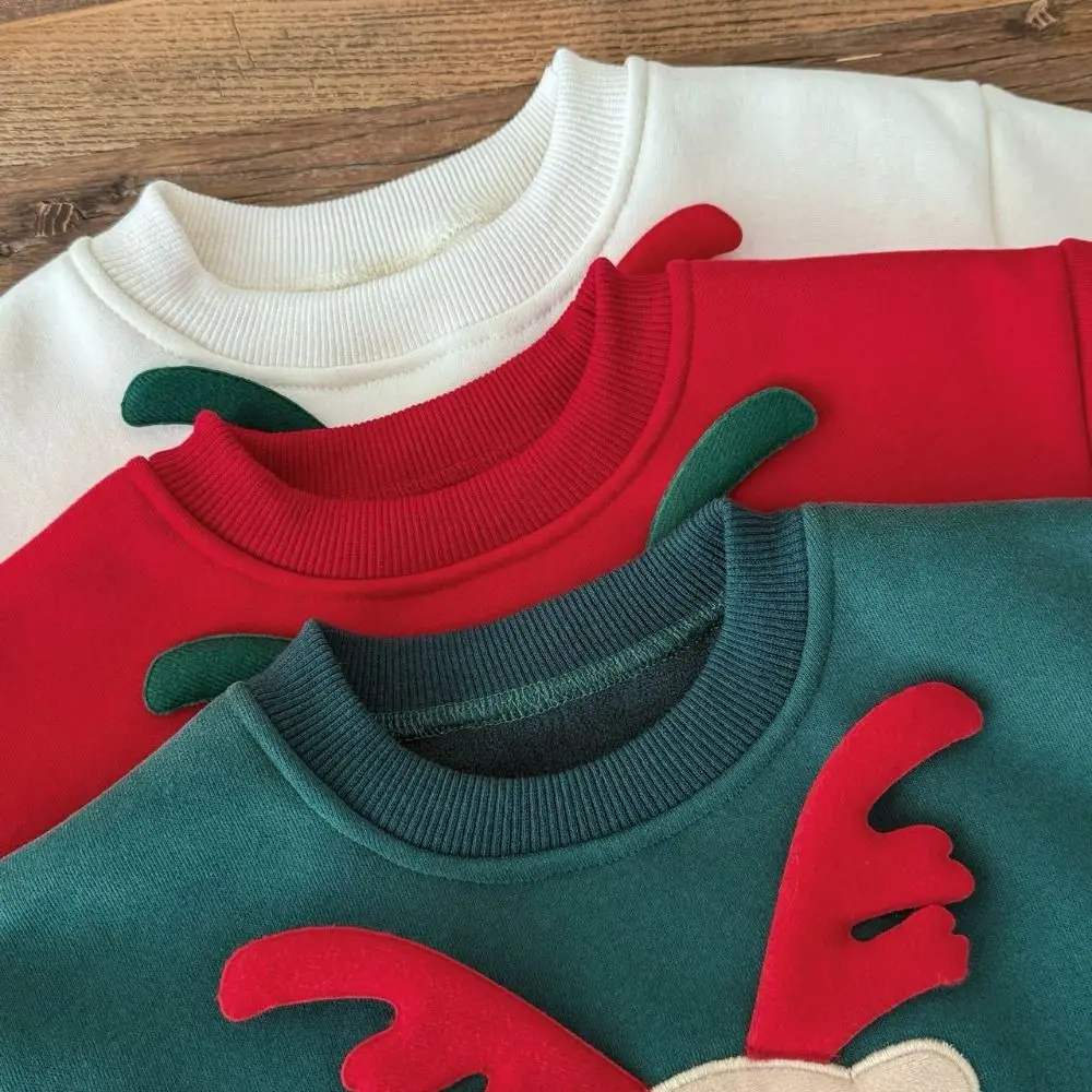 New Deer Embroidery Christmas Romper with Hat Cartoon Newborn Bodysuits Thicken Newborn Clothes Boys Girls