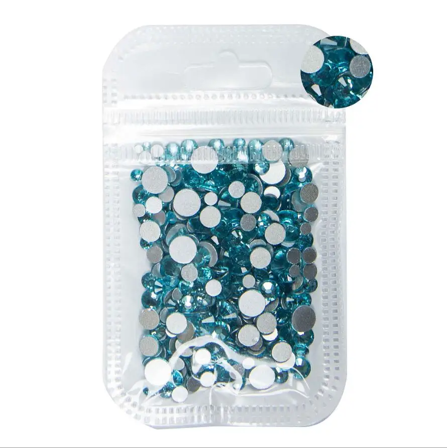 350pcs Mix Sizes Nail Art Non HotFix Rhinestone Crystal AB Color Flatback Glass Non Hot Fix Rhinestones Nail Decoration Crystal