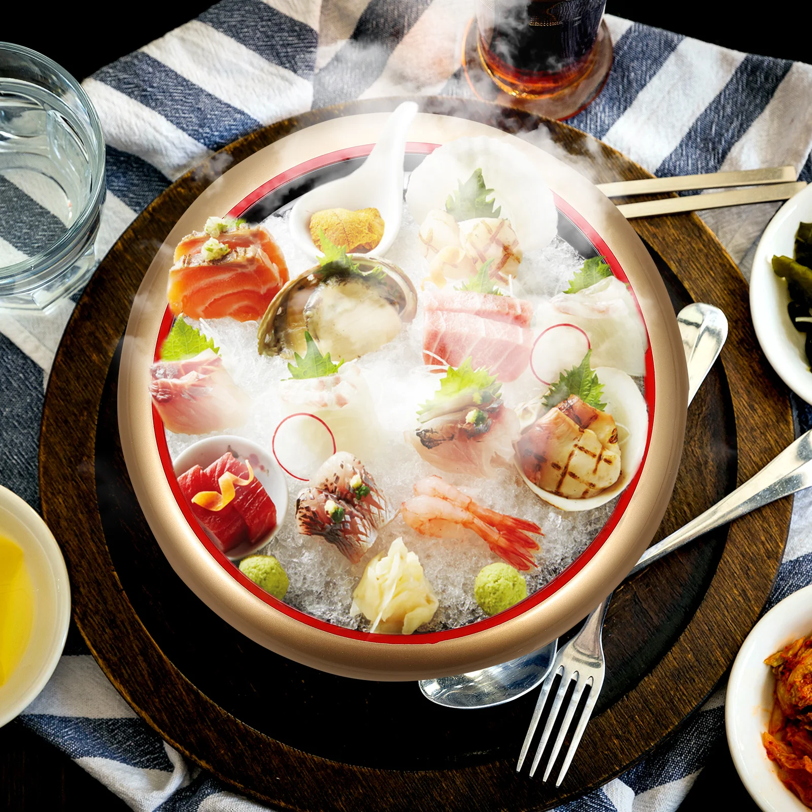 

Plastic Sushi Decorative Salmon Plate Round Corner Comfortable Decorative Sashimi Sashimi Plate Salmon Dish Household