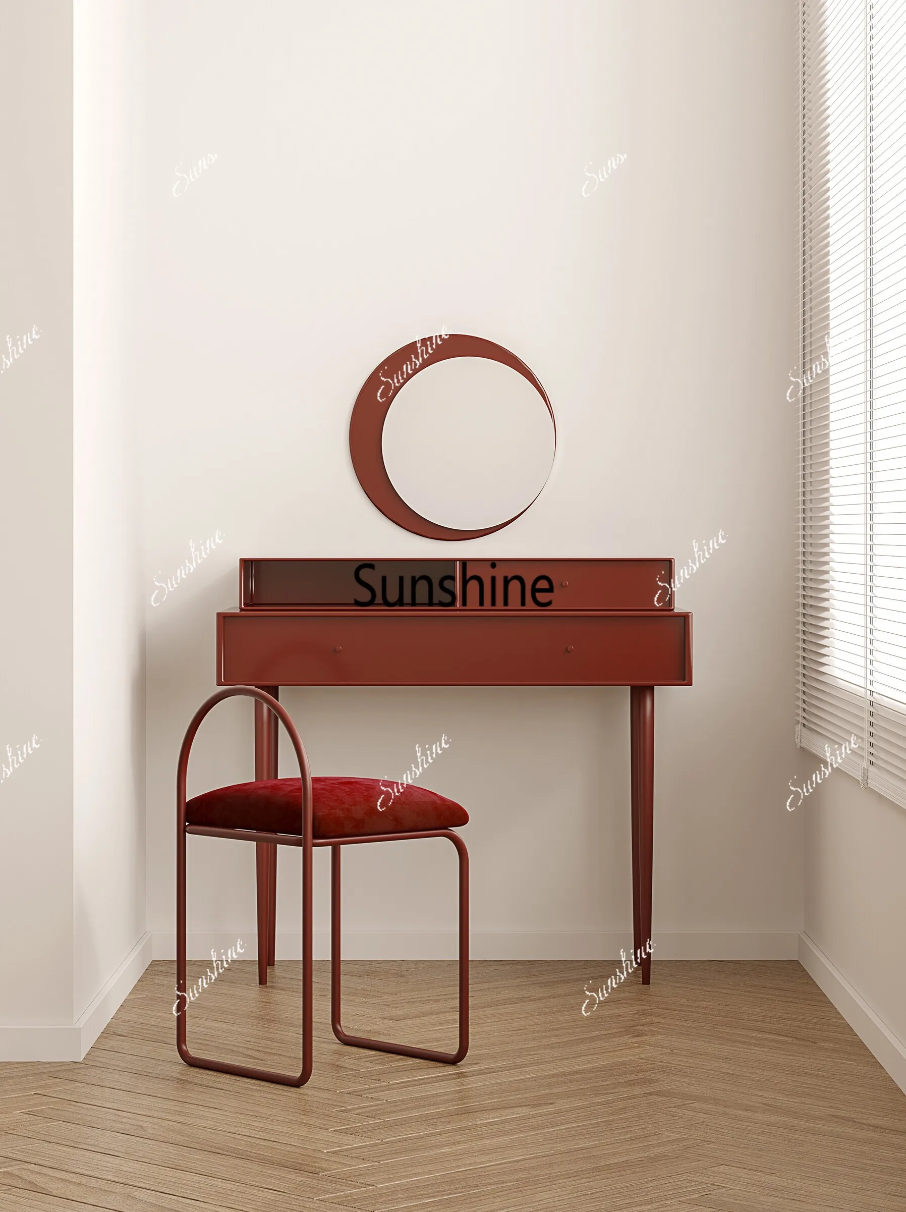 Simple classic red dresser bedroom makeup table