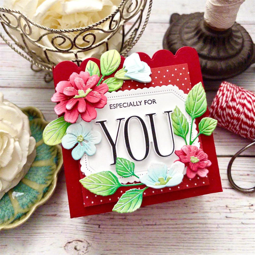 Postage Stencil Collection Big Sentiments Hello Metal Cutting Dies and Stamps Set DIY Framed