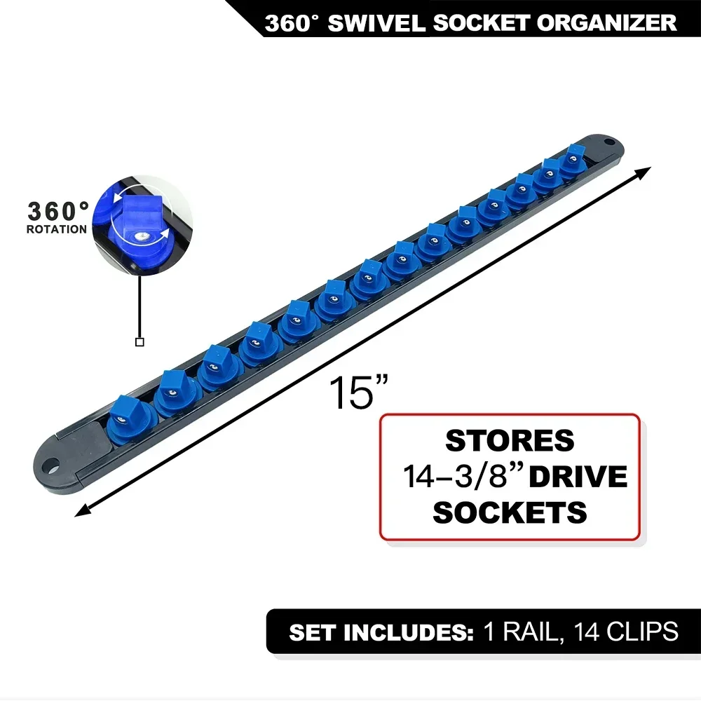 ABS Socket Organizer, 1/4 inch 3/8 inch 1/2 inch, 360 °   Draaibare contactdozenhouders van topkwaliteit