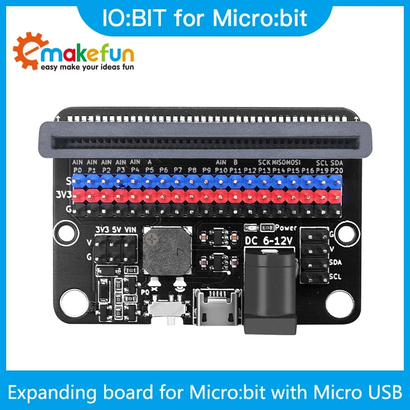 Плата расширения Emakefun для Micro:bit GPIO expanding Python IO:bit 5V с пассивным зуммером на плате