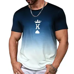 Mode Gradienten Poker Print T Shirts Für Männer Sommer Täglich O Kragen Polyester Kurzarm T-shirt Große Größe Tops Kleidung