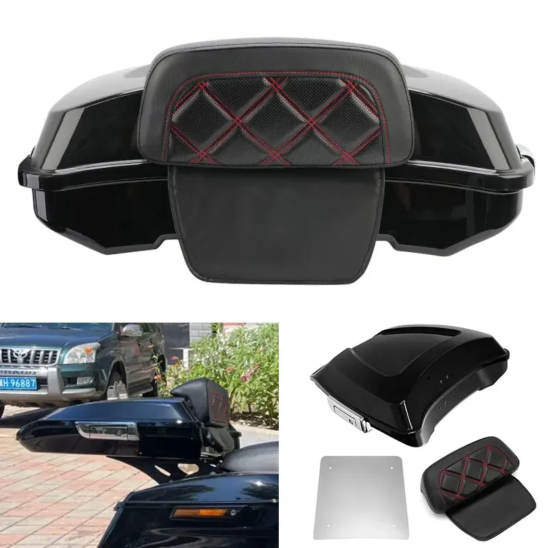 Motorcycle Rear Storage Box Trunk Tail Box Case Trunk For Harley Touring Electra Street Glide Ultra Classic Road King 1997-up