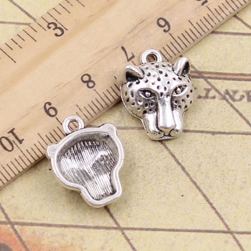 12pcs Charms Cheetah Panther Leopard Head 19x15mm Antique Silver Color Pendants Making DIY Handmade Tibetan Finding Jewelry