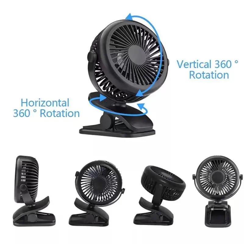 6 Inch Clip on Fan, 3 Speeds Small Fan with Strong Airflow, Clip & Desk Fan USB Plug in with Sturdy Clamp - Ultra Quiet