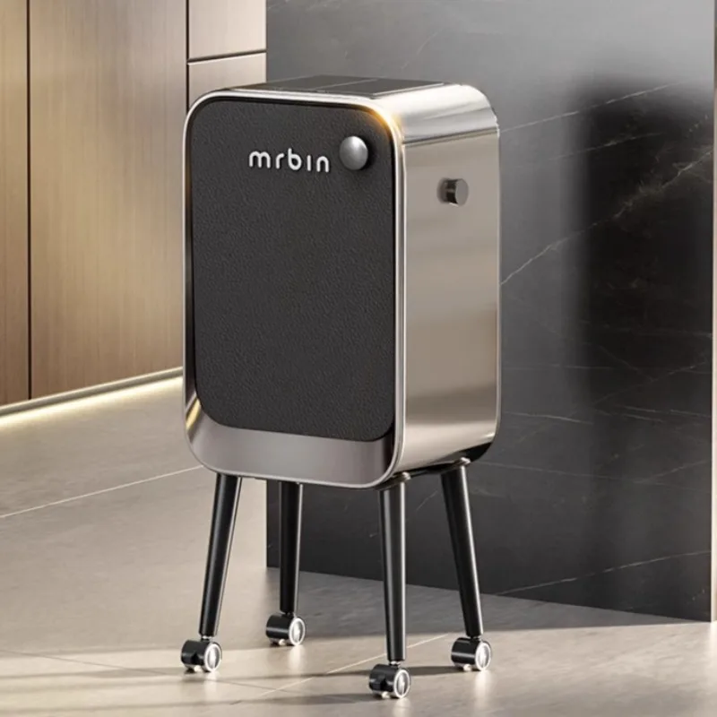 

Nordic Style Wheels Smart Kitchen Bins Modern Convenient Large Capacity Trash Can Luxury Multifunctional Table Trash Cans