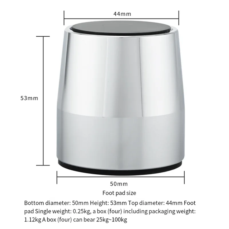 Стабильная производительность-4 шт. Подставка для динамика Ножки Подушечка для ног Алюминиевый сплав Амортизирующая подушечка Подставки для ног Серебристый