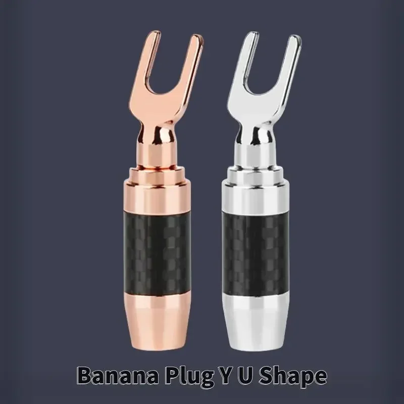 Consumer Electronics Banana Plug Male Y U Shape Screw Fork Spade Bananas Connectors Audio Speaker Connector Gold Rhodium Plated