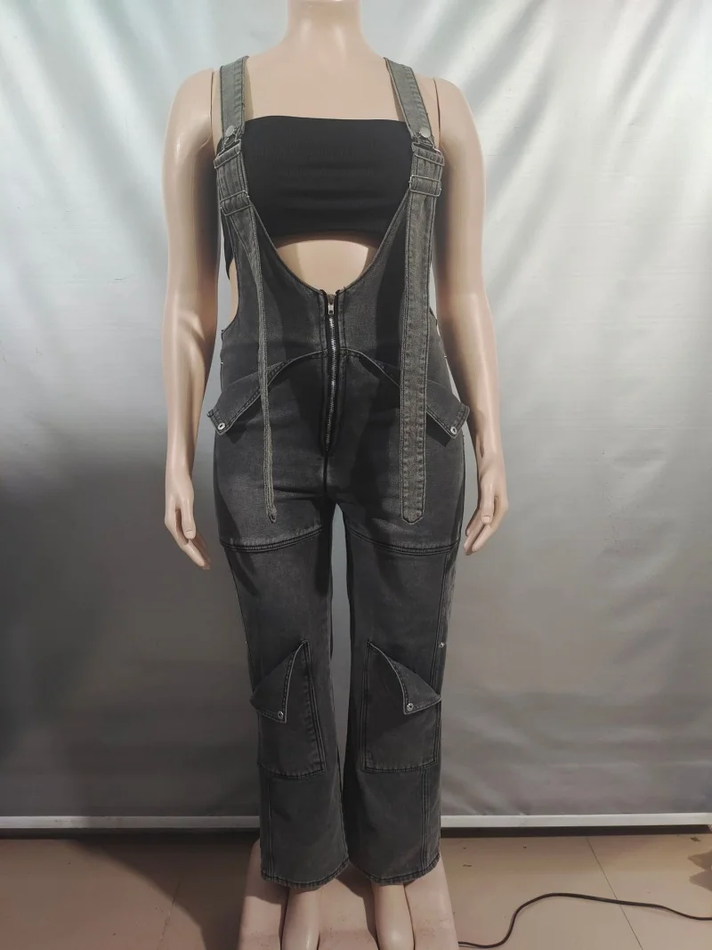الشارع الشهير وزرة الدنيم الخريف ملابس النساء أكمام مستقيم الجينز حللا الدنيم السروال القصير Playsuits قطعة واحدة مجموعات الزي