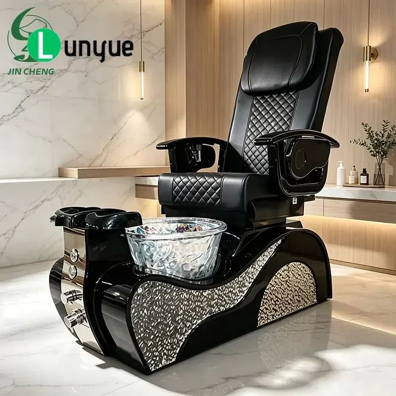 Multi-functional Pedicure Chair with Spa Sink Bowl Kneading Massage Manicure Reclining Foot Nail Chair for Beauty Shop