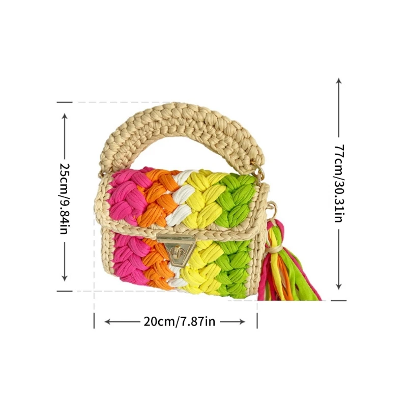 E74B Handmaede tkana torba na ramię szydełkowa torba dla dziewczynek kobiet modna torba na ramię