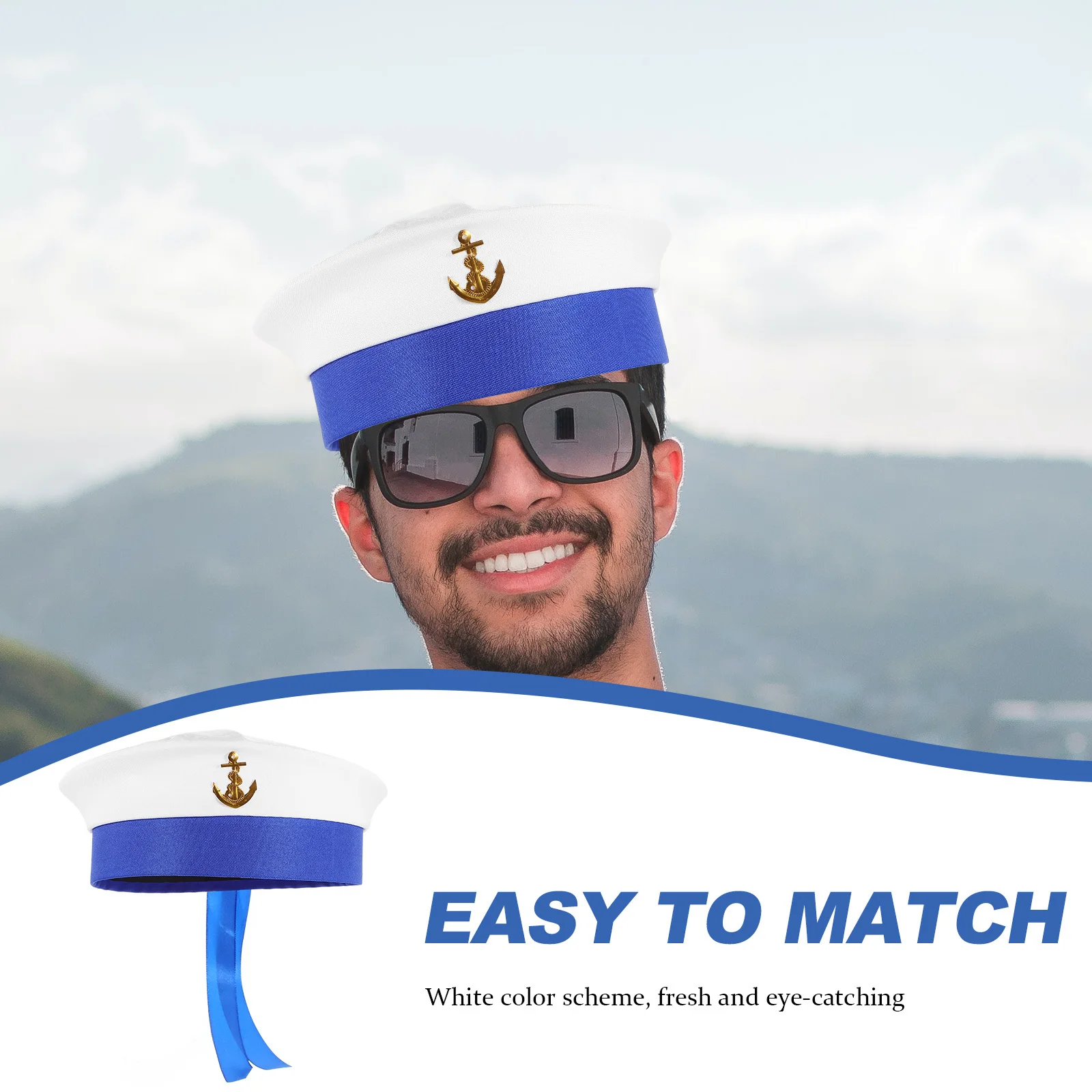 Sailor Hat Round Costume Party Cosplay Accessory For Women Men Yacht Boating Sun Hat Decorative Headwear