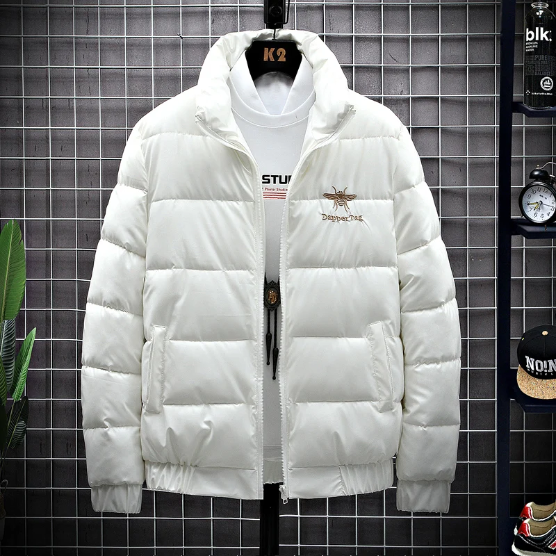 

Men's Winter Jacket 2025 New Embroidered down Cotton Korean Fashion Slim Fit Stand Collar Brand Short Style Urban Casual Poly...