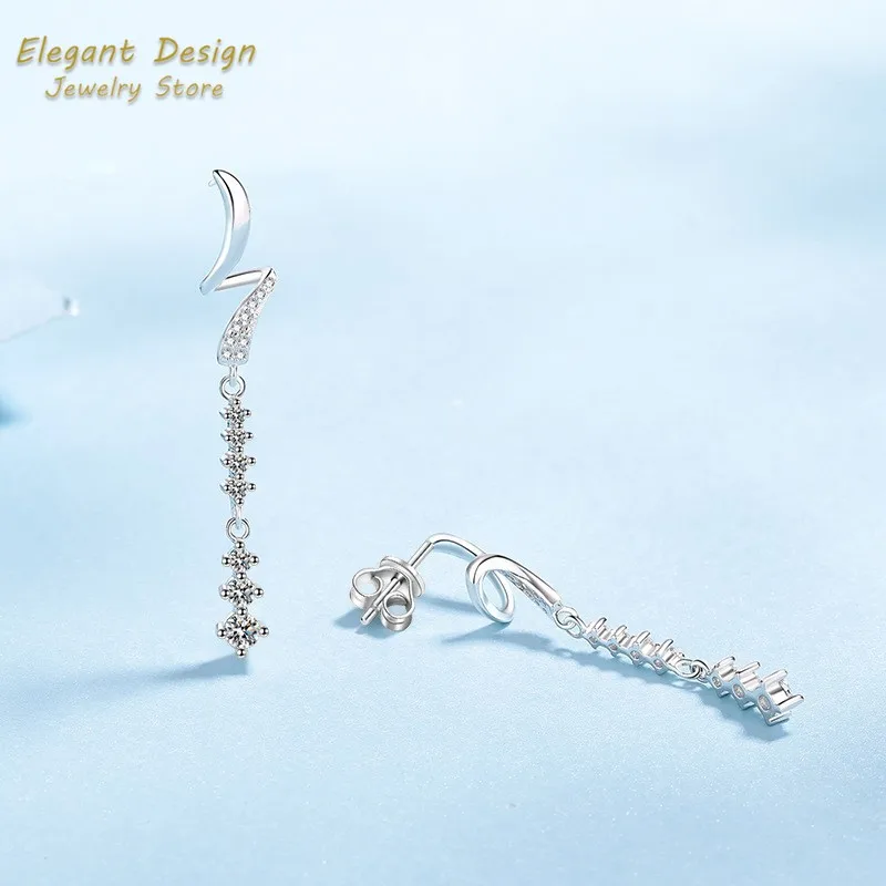 

Fine Jewelry PT950 Platinum Tassel Ear Line Irresistible Charm 0.63ct Full Moissanite Diamond Drop Earrings Women Birthday Gift