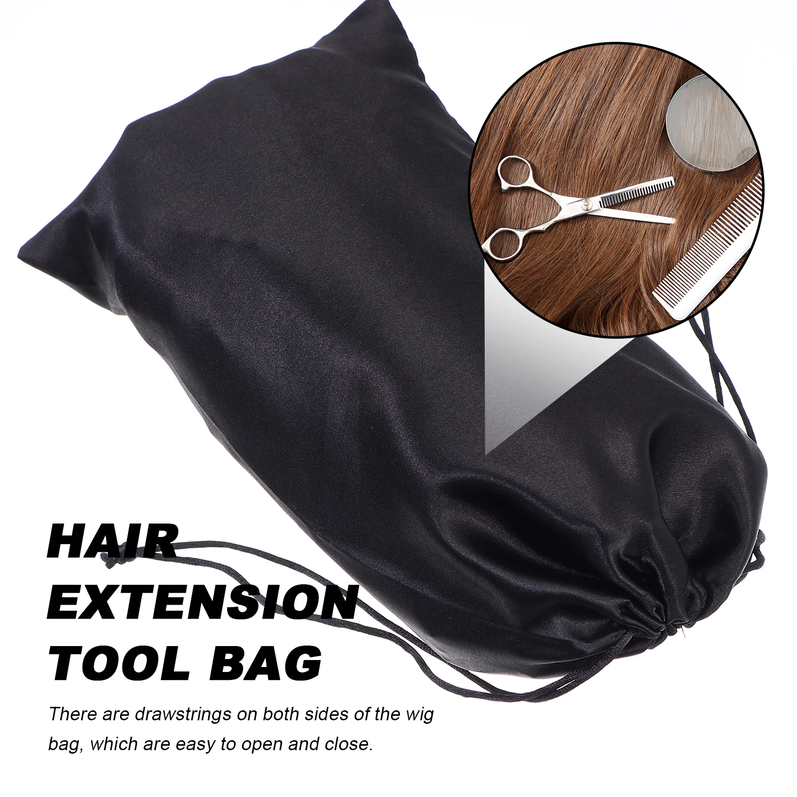 

6pcs Drawstring Bags Hair Extension Tool Bag Carrying Storage Packaging Pouches Travel Daily Use Satin Lightweight Durable