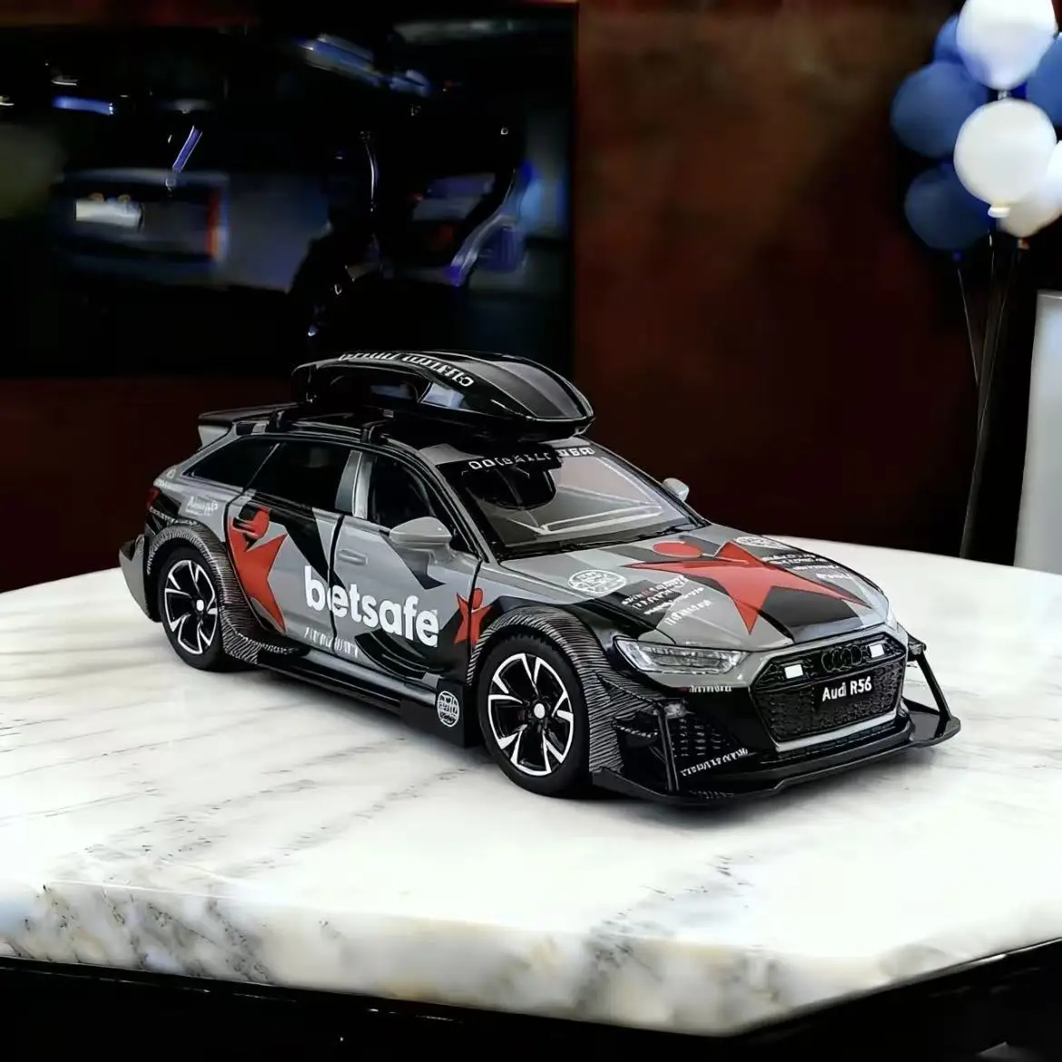 

Modified stylish and trendy toy 1:32 RS6 alloy sound and light sports car model, children's birthday gift, high-end decoration